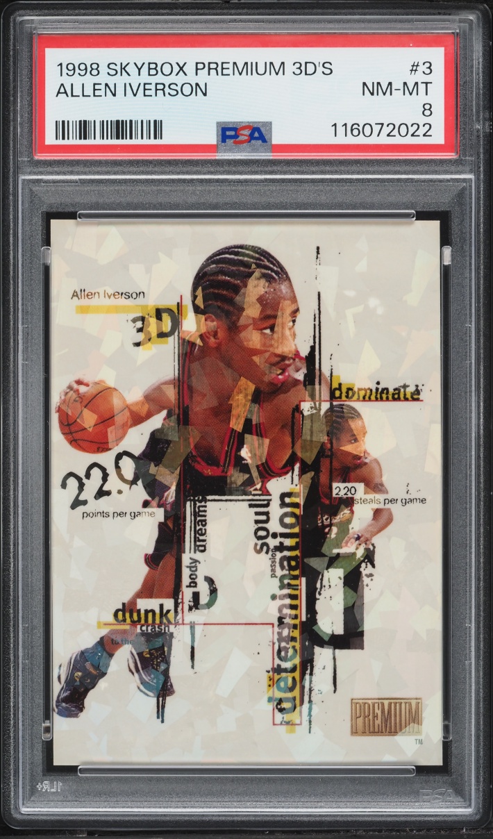 1998 Skybox Premium 3D's Allen Iverson #3 PSA 8 NM-MT