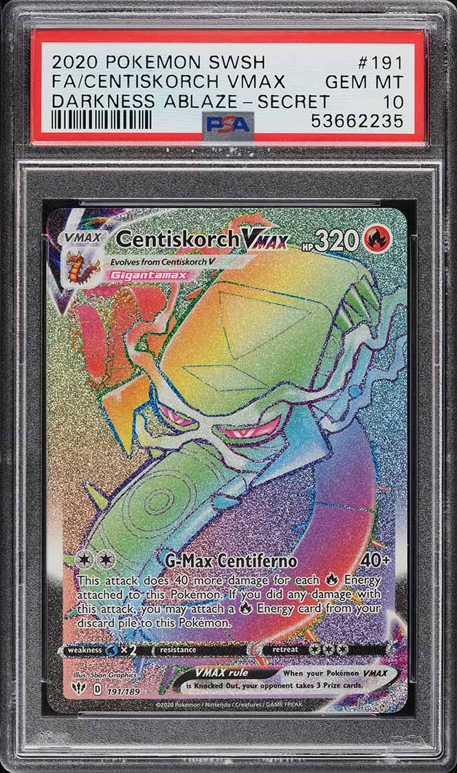 2020 Pokemon SW&SH Darkness Ablaze Hyper Rare Centiskorch VMAX PSA 10 GEM MINT