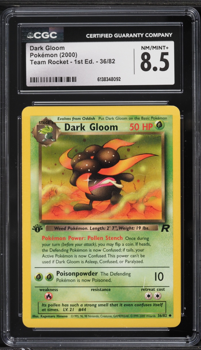 2000 Pokemon Team Rocket 1st Edition Dark Gloom #36 CGC 8.5 NM-MT+