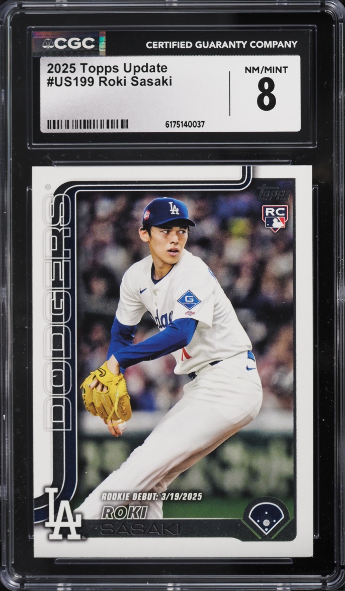 2025 Topps Update Roki Sasaki ROOKIE #US199 CGC 8 NM-MT
