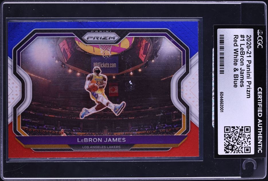 2020 Panini Prizm White Sparkle LeBron James KOBE TRIBUTE #1 PSA
