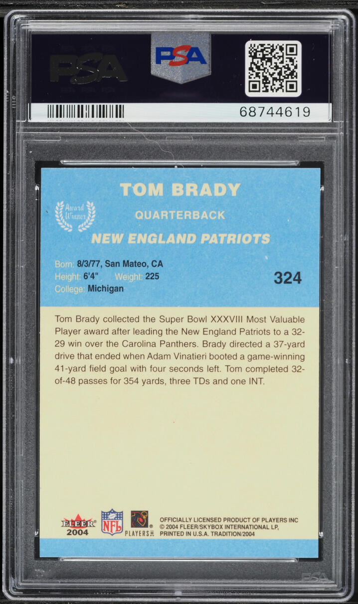 2004 Fleer Tradition Blue Tom Brady #324 PSA 9 MINT