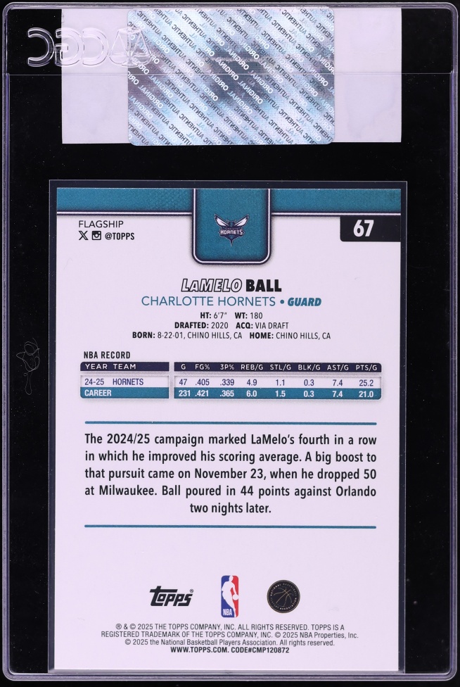 2025 Topps Basketball LaMelo Ball #67 CGC AUTH