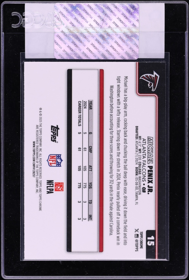 2025 Topps Chrome Prism Refractor Michael Penix Jr. #15 CGC AUTH