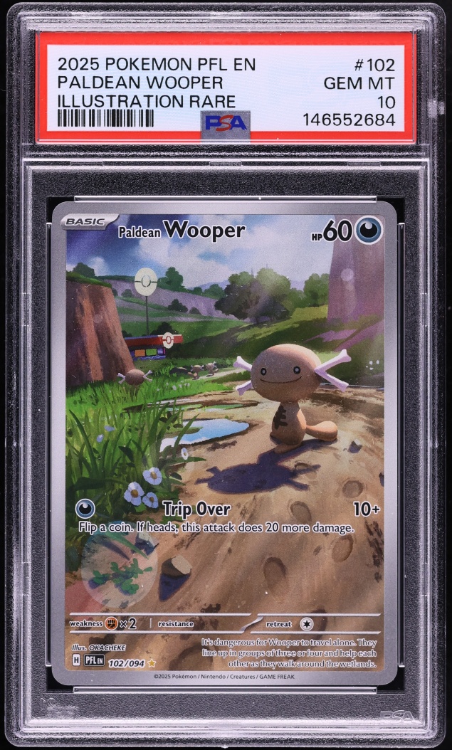 2025 Pokemon Mega Evolution Phantasmal Flames IR Paldean Wooper #102 PSA 10 GEM MINT