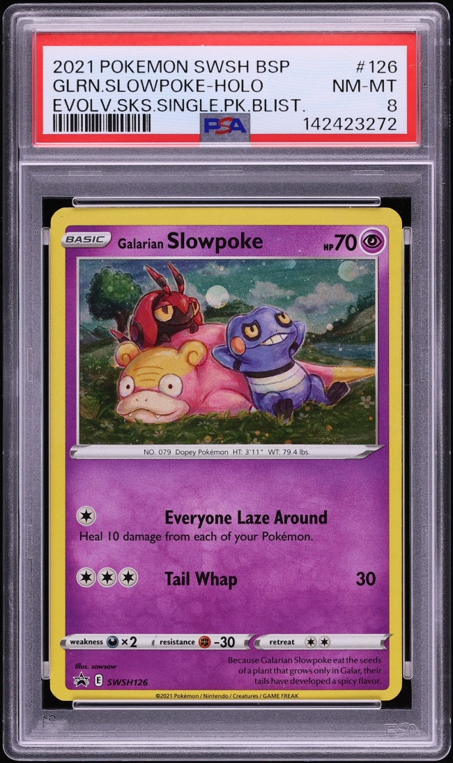2021 Pokemon Sword & Shield Promo Holo Galarian Slowpoke #126 PSA 8 NM-MT