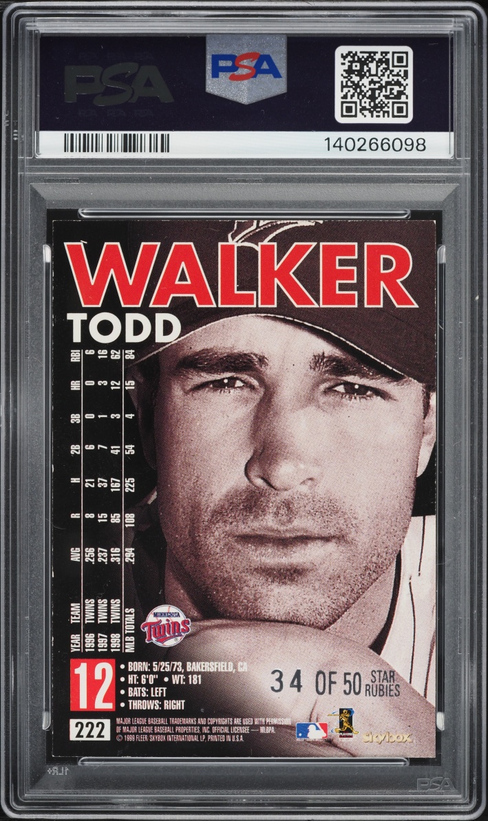 1999 Skybox Premium Star Rubies Todd Walker /50 #222 PSA 6 EXMT