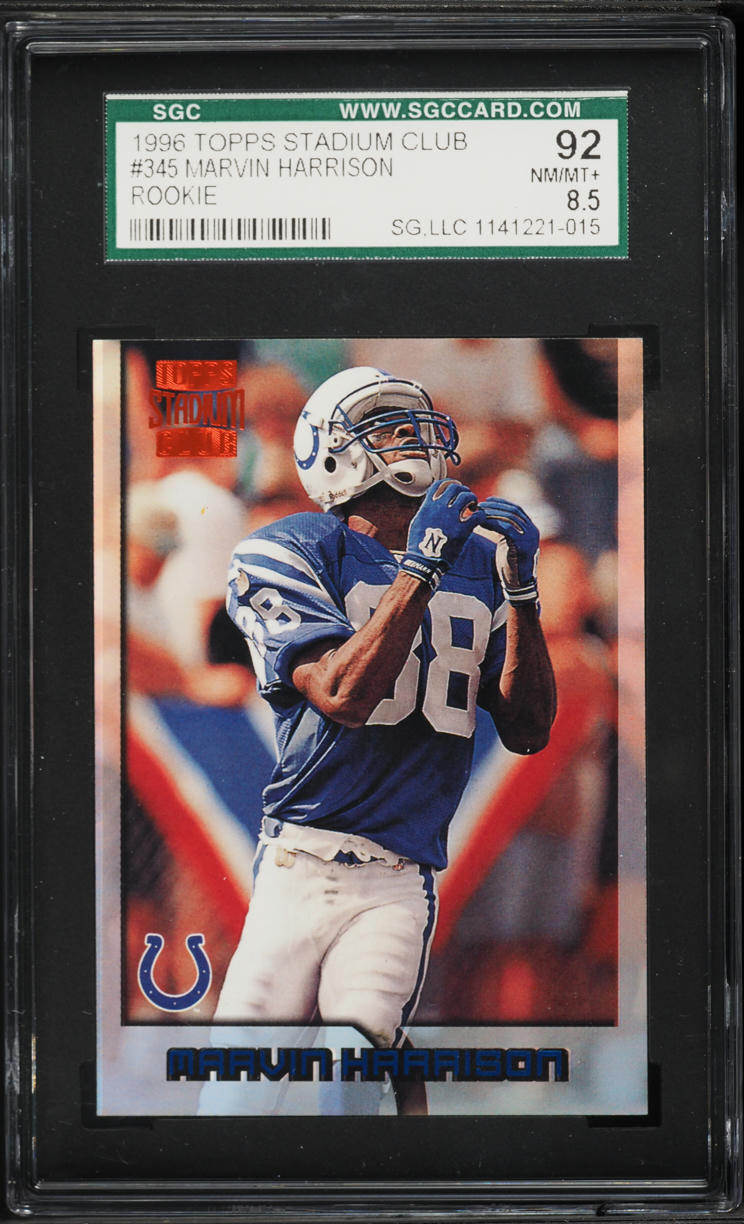 1996 Stadium Club Marvin Harrison ROOKIE #345 SGC 8.5 NM-MT+