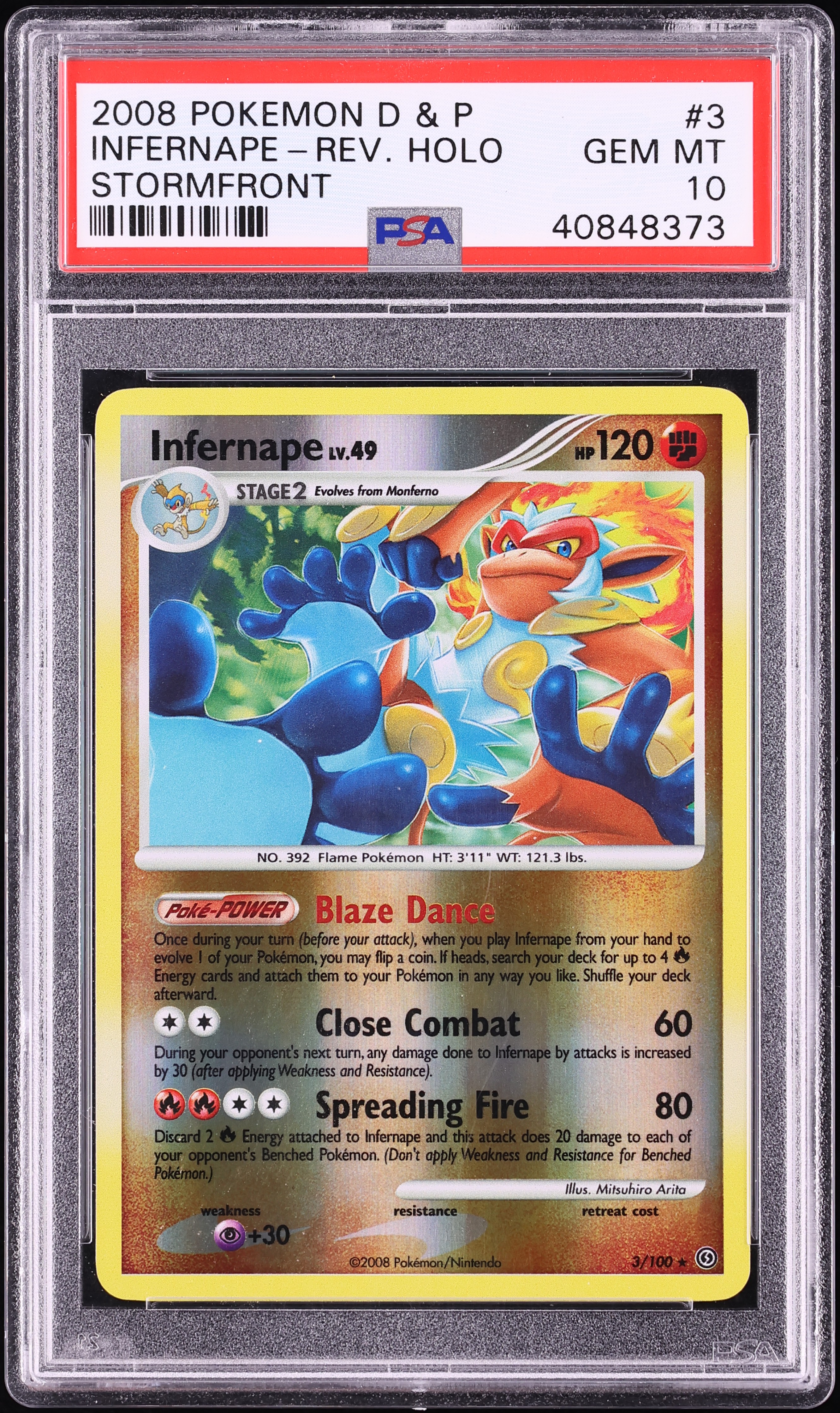 2008 Pokemon Diamond & Pearl Stormfront Reverse Holo Infernape #3 PSA 10 GEM MINT