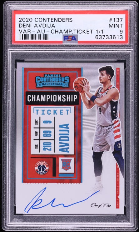 2020 Panini Contenders Variation Deni Avdija ROOKIE AUTO 1/1 #137 PSA 9 MINT