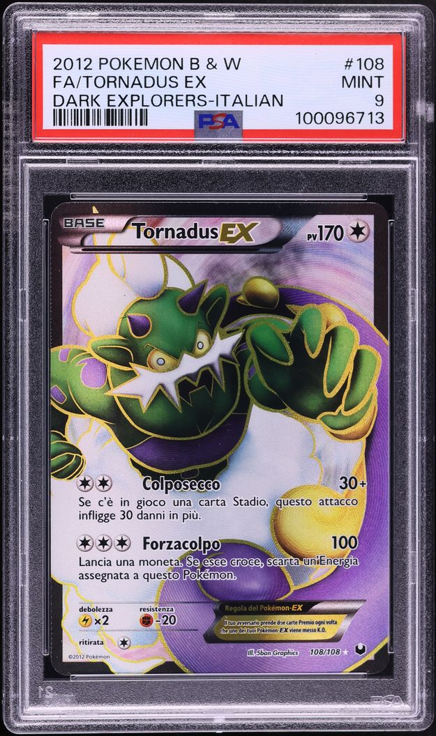 2012 Pokemon Italian Black & White Dark Explorers Full Art Tornadus EX #108 PSA 9 MINT
