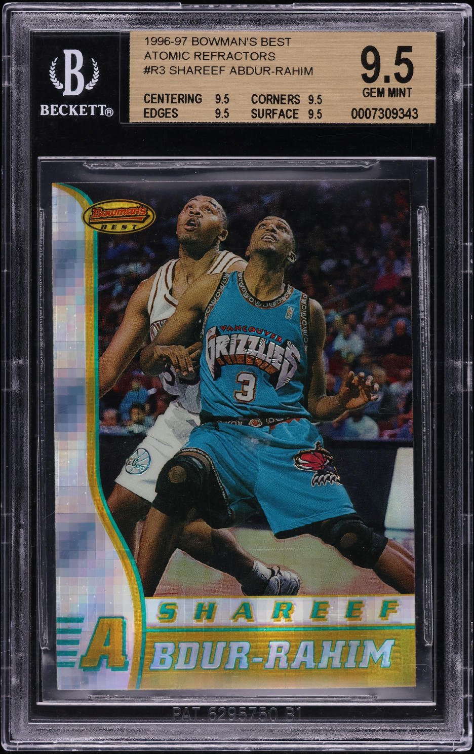 1996 Bowman's Best Atomic Refractor Shareef Abdur-Rahim ROOKIE #R3 BGS 9.5 GEM - Photo 1