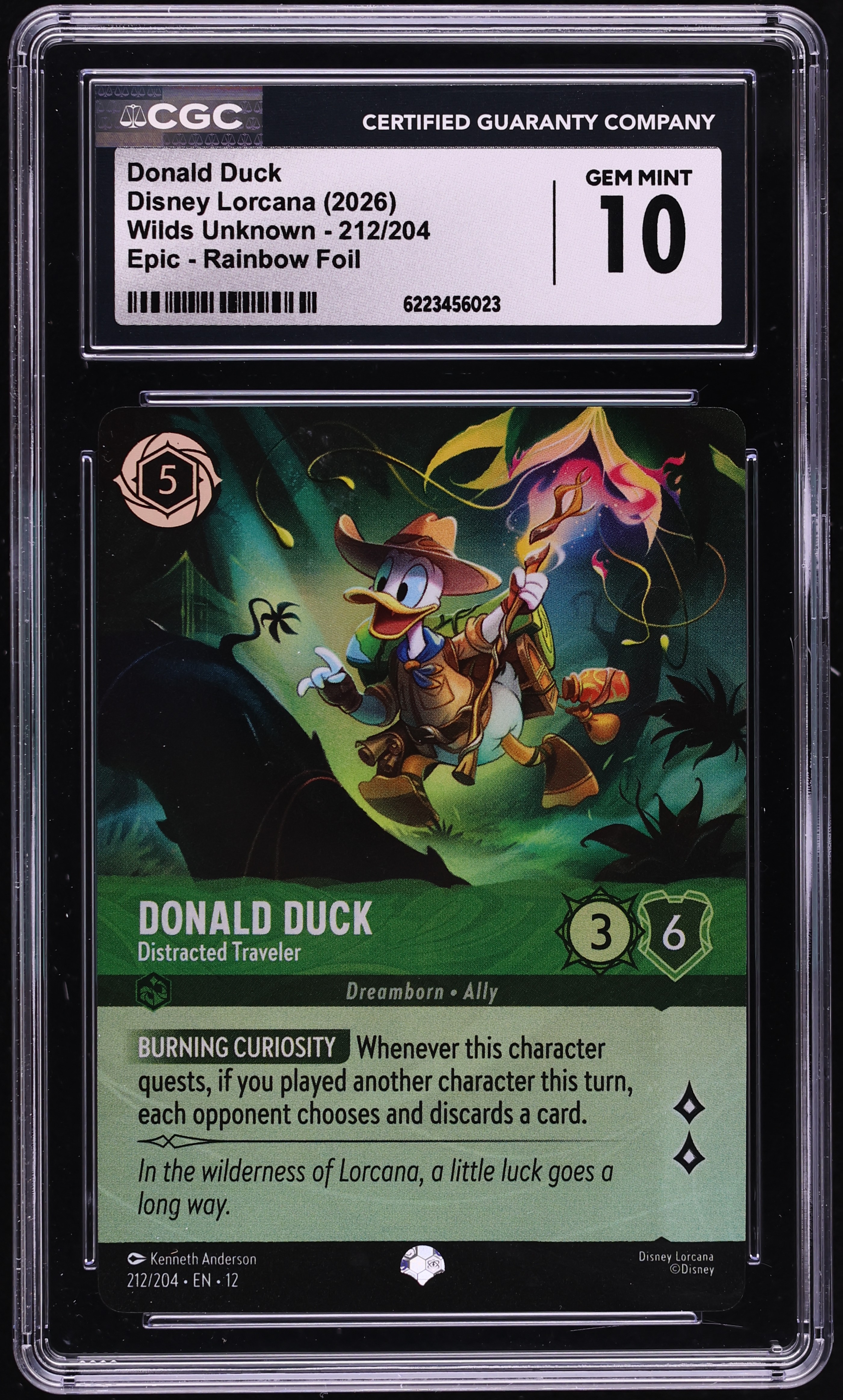 2026 Disney Lorcana Wilds Unknown Rainbow Foil Donald Duck Distracted Traveler #212 CGC 10 GEM