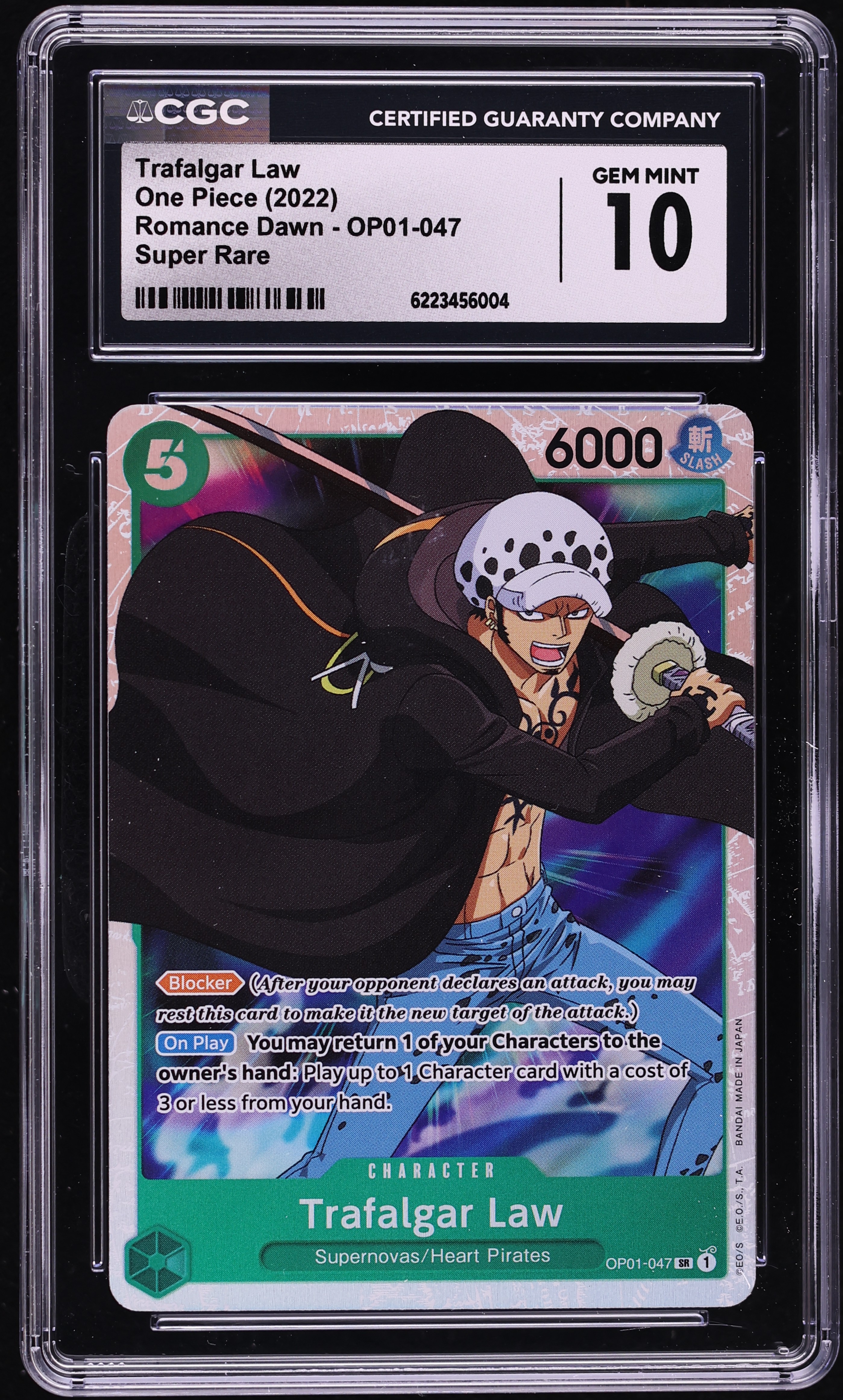 2022 One Piece Romance Dawn SR Trafalgar Law #OP01-047 CGC 10 GEM MINT