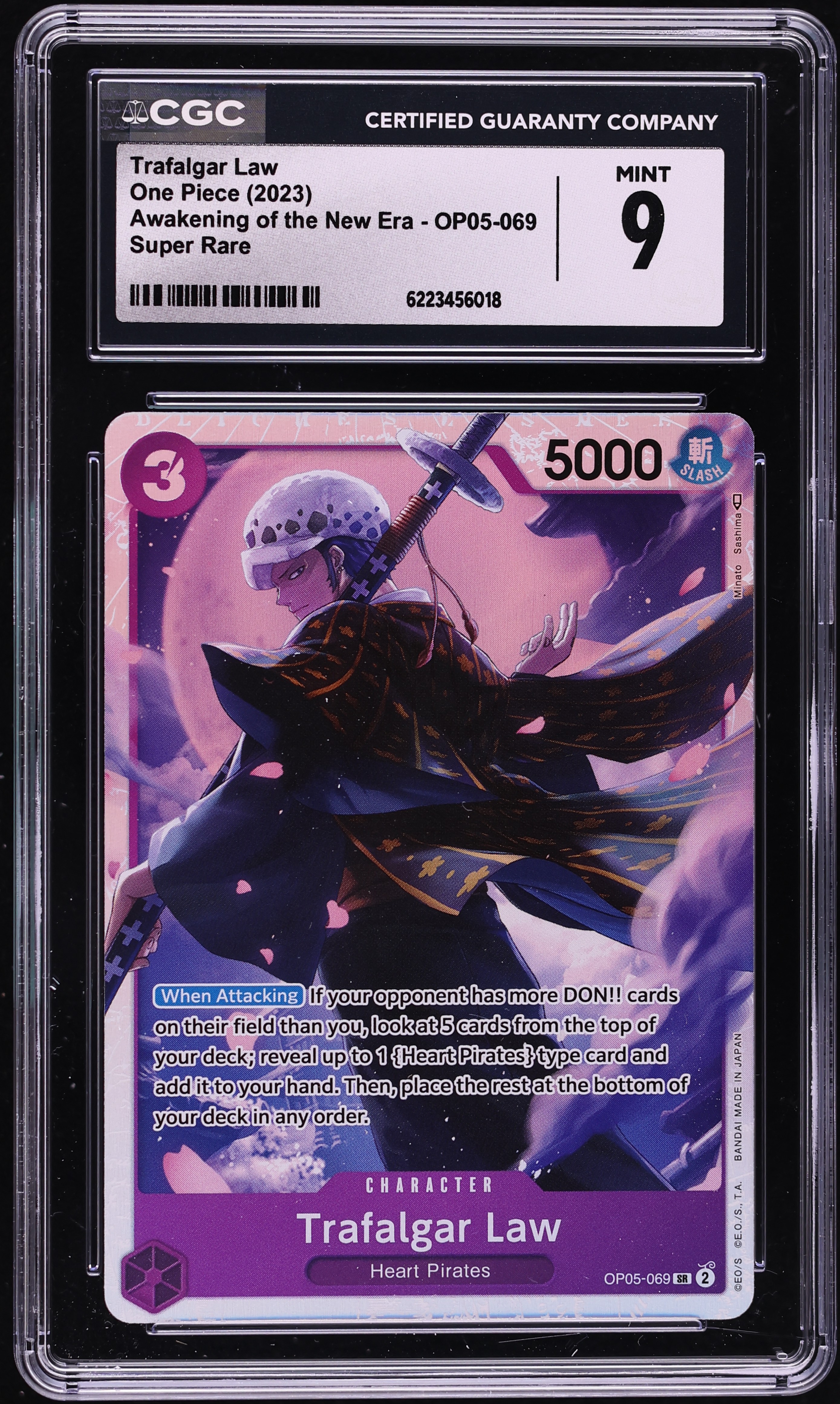 2023 One Piece Awakening Of The New Era SR Trafalgar Law #OP05-069 CGC 9 MINT