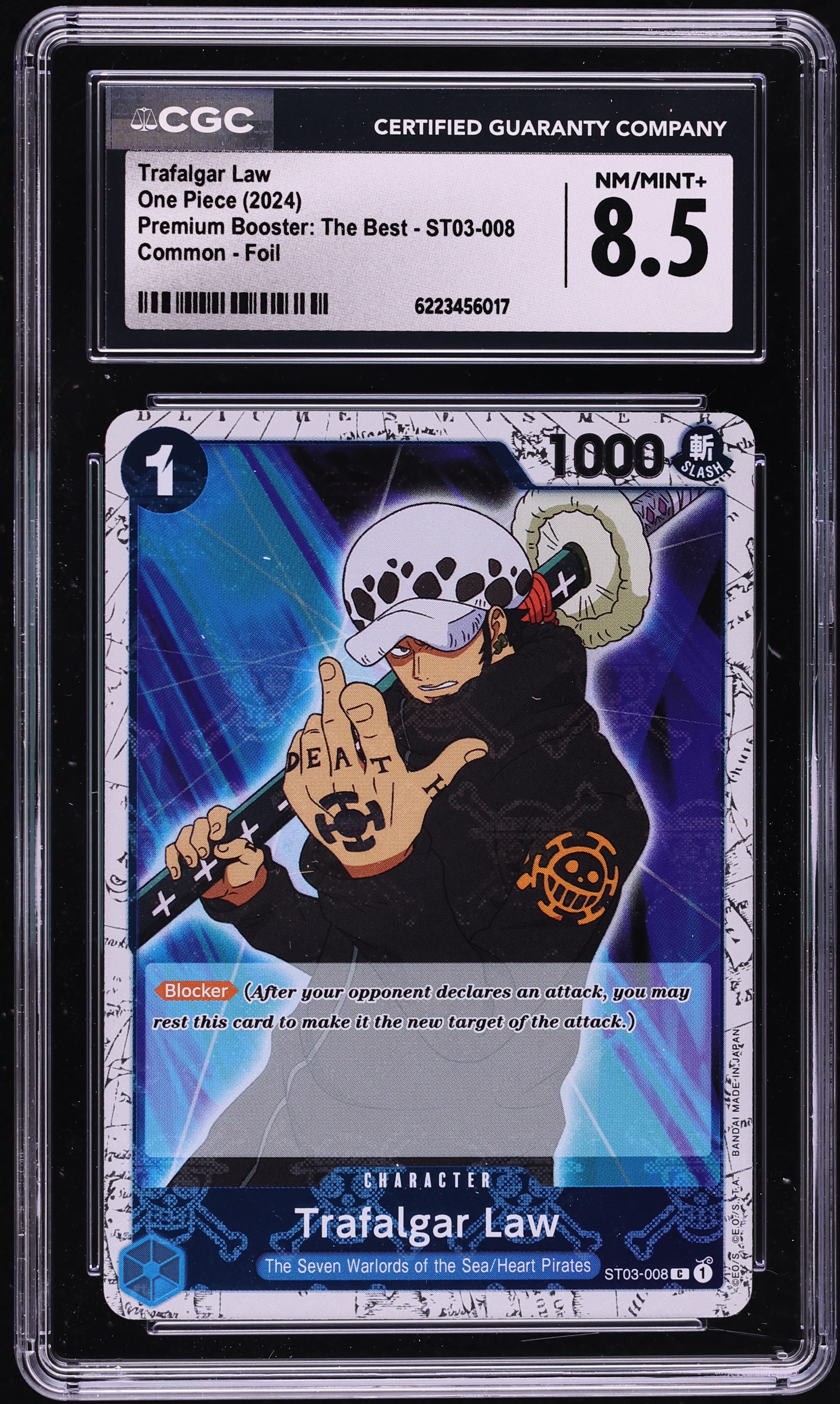 2024 One Piece Premium Booster The Best Foil Trafalgar Law #ST03-008 CGC 8.5 NM-MT+