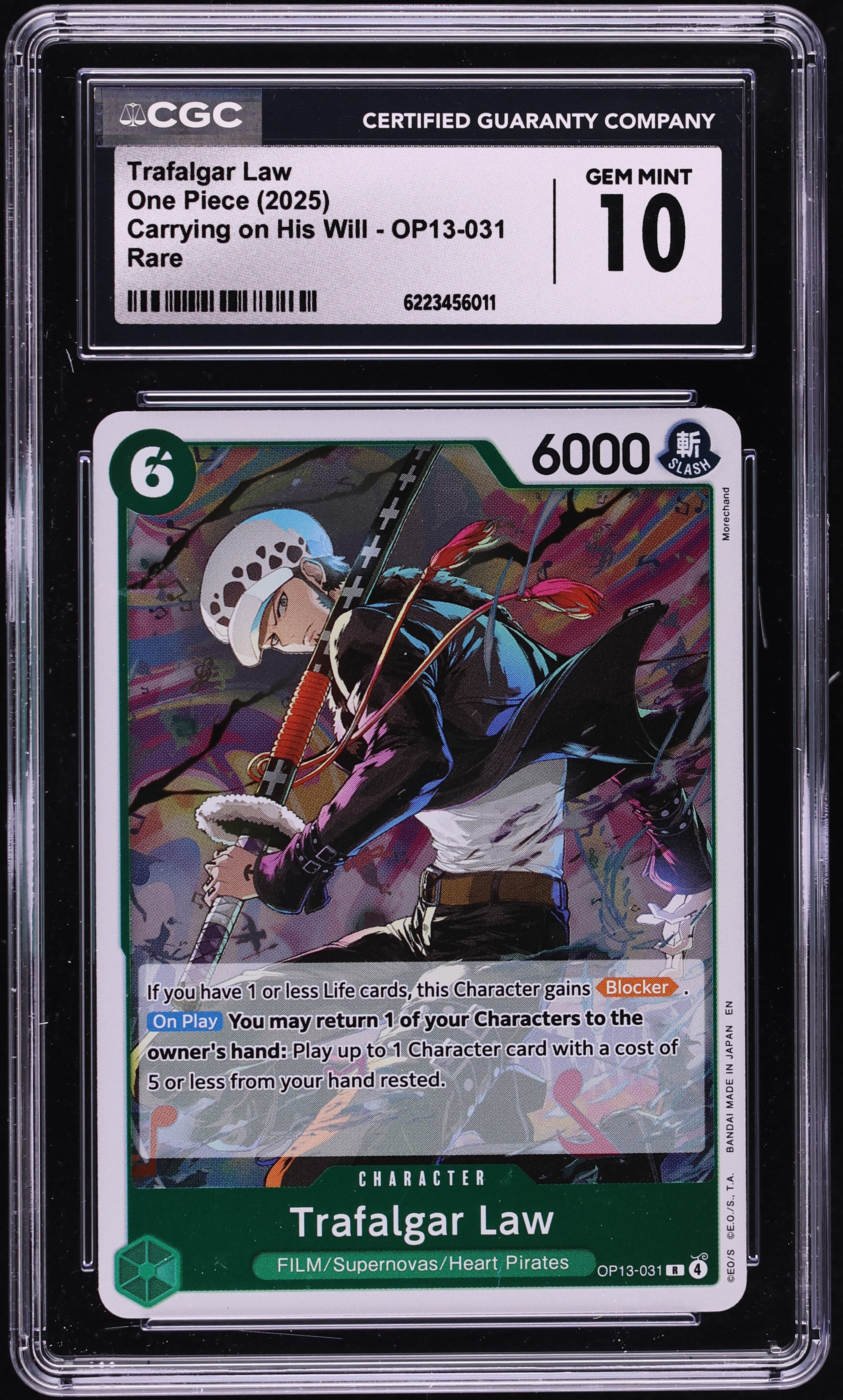 2025 One Piece Carrying On His Will Trafalgar Law #OP13-031 CGC 10 GEM MINT