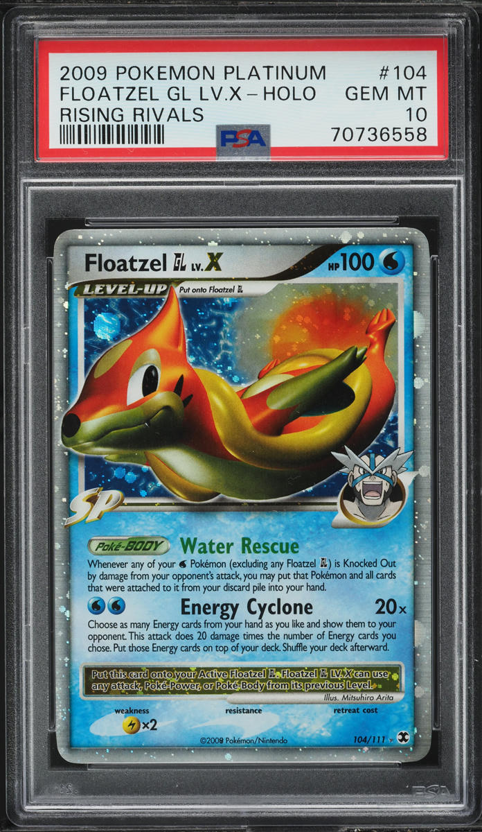 2009 Pokemon Platinum Rising Rivals Holo Floatzel GL Lv.X #104 PSA 10 GEM MINT