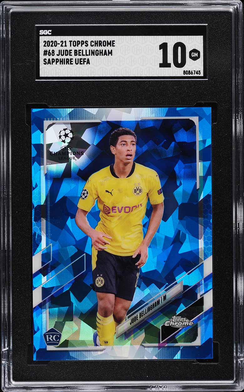 2020 Topps Chrome UEFA Sapphire Jude Bellingham ROOKIE #68 SGC 10 GEM MINT
