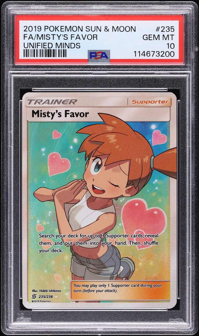2019 Pokemon Sun & Moon Unified Minds Full Art Misty's Favor #235 PSA 10 GEM