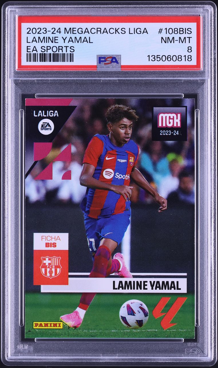 2023 Panini La Liga Megacracks EA Sports Lamine Yamal ROOKIE #108BIS PSA 8 NM-MT