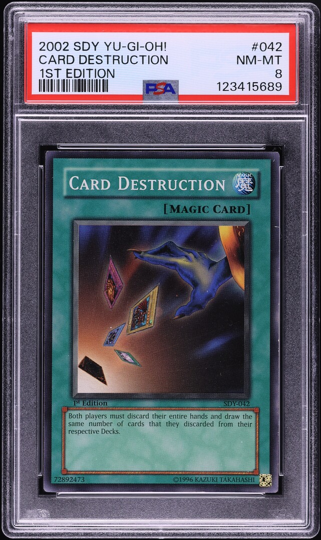 2002 Yu-Gi-Oh Starter Deck Yugi 1st Edition Card Destruction #SDY-042 PSA 8 NM-MT