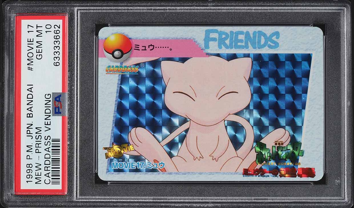 1998 Pokemon Japanese Bandai Carddass Vending Prism Mew #MOVIE17 PSA 10 GEM MINT