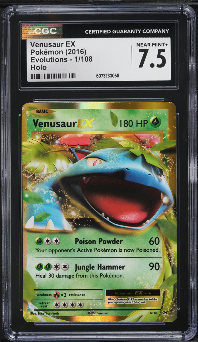 2016 Pokemon XY Evolutions Holo Venusaur EX #1 CGC 7.5 NRMT+