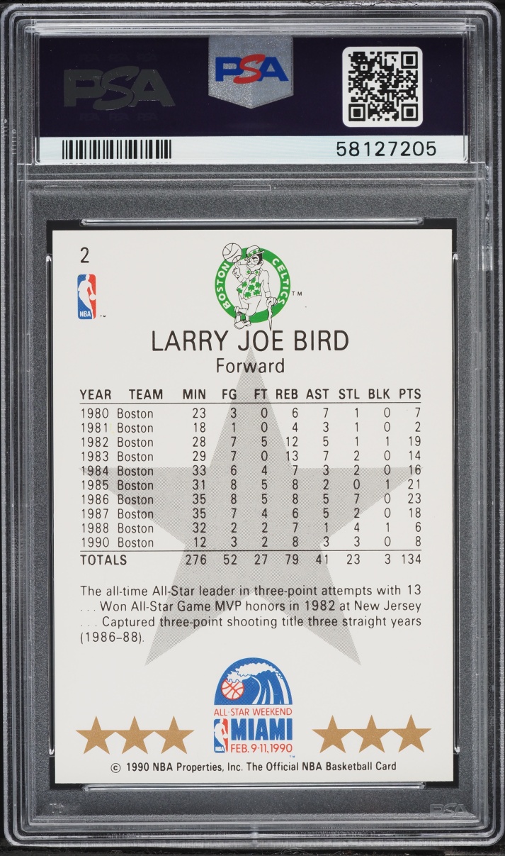 1990 Hoops Larry Bird ALL-STAR #2 PSA 9 MINT