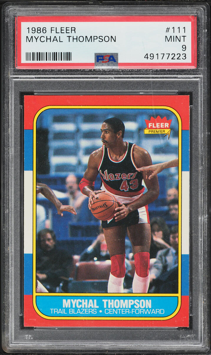 1986 Fleer Basketball Mychal Thompson #111 PSA 9 MINT
