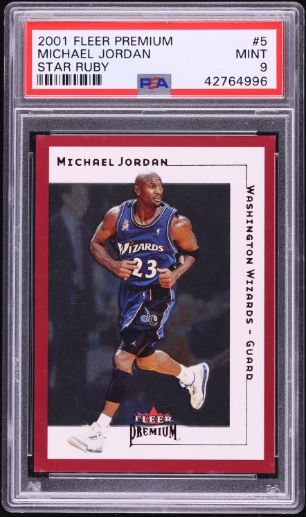 2001 Fleer Premium Star Ruby Michael Jordan /100 #5 PSA 9 MINT - Photo 1