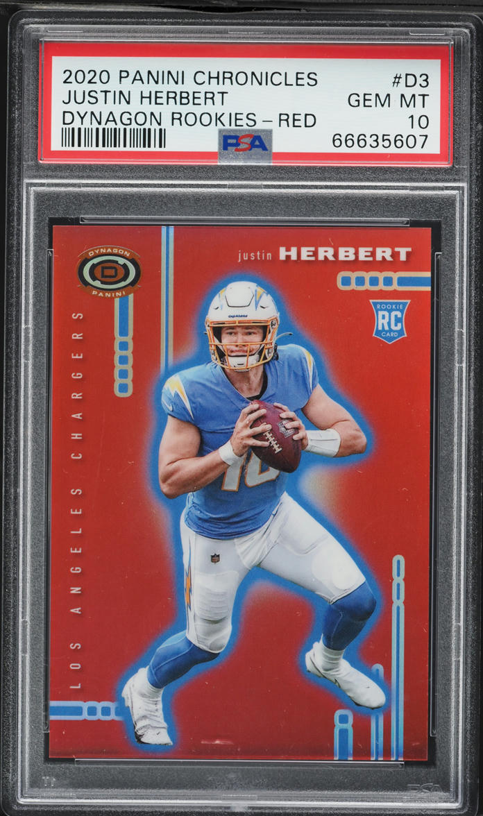 2020 Panini Chronicles Dynagon Red Justin Herbert ROOKIE /99 #D-3 PSA 10 GEM MINT