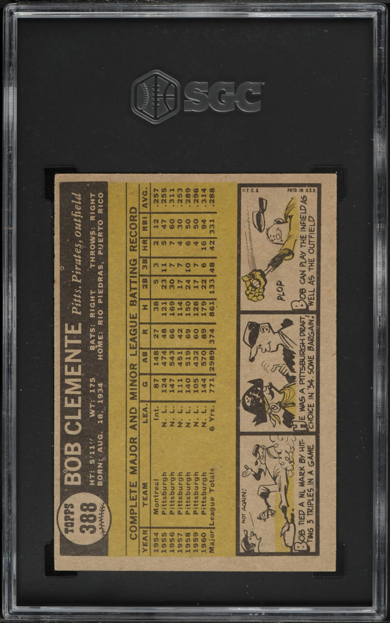 1961 Topps Roberto Clemente #388 SGC 3 VG