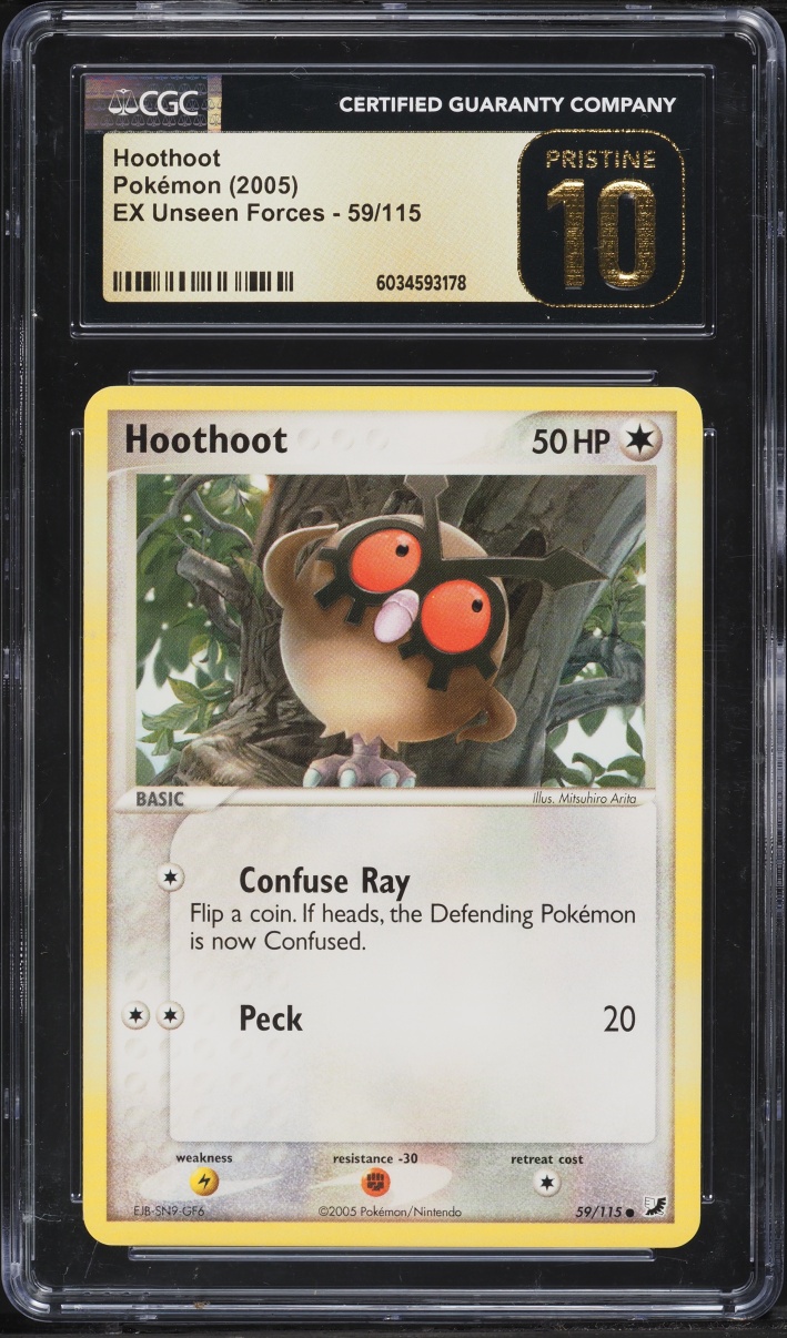 2005 Pokemon EX Unseen Forces Hoothoot #59 CGC 10 PRISTINE