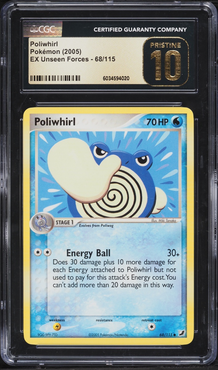 2005 Pokemon EX Unseen Forces Poliwhirl #68 CGC 10 PRISTINE