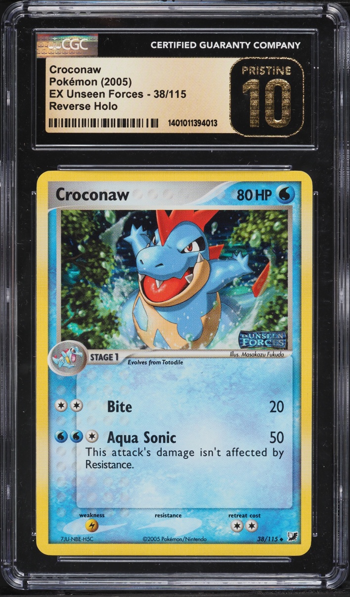 2005 Pokemon EX Unseen Forces Reverse Holo Croconaw #38 CGC 10 PRISTINE