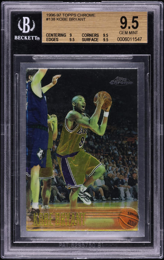 1996 Topps Chrome Kobe Bryant ROOKIE #138 BGS 9.5 GEM MINT on