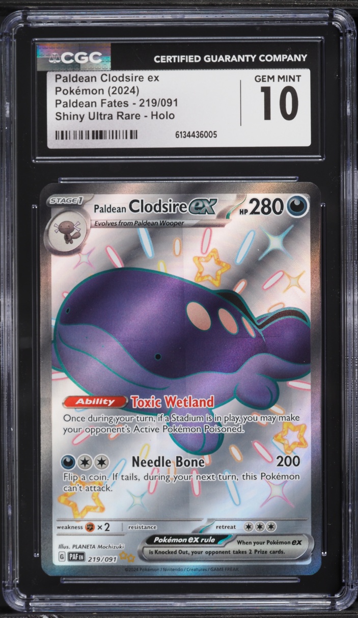 2024 Pokemon Scarlet & Violet Paldean Fates Full Art Paldean Clodsire ex #219 CGC 10 GEM MINT