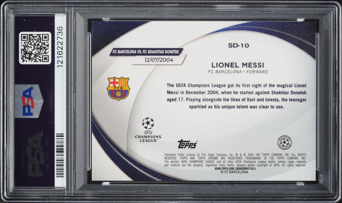2023 Topps Chrome UEFA CC Starball Debut Gold Mini Diamond Lionel Messi /50 #SD10 PSA 10 GEM