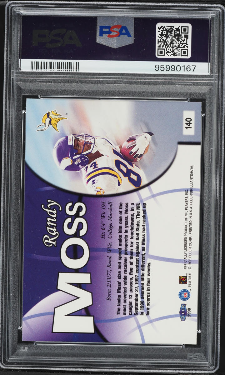 1998 Fleer Brilliants Randy Moss ROOKIE #140 PSA 9 MINT