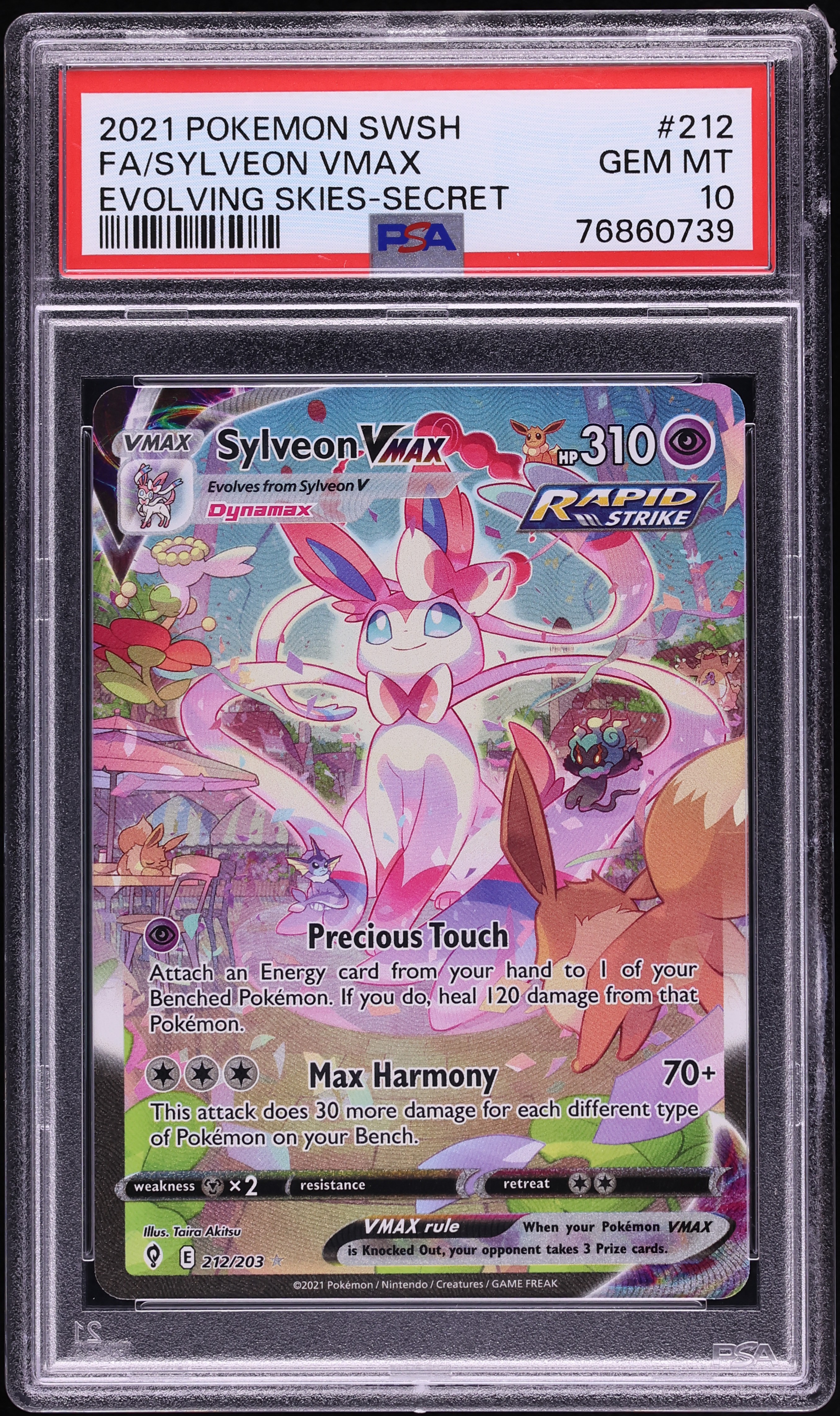 2021 Pokemon Sword & Shield Evolving Skies SEC Sylveon VMAX #212 PSA 10 GEM MINT