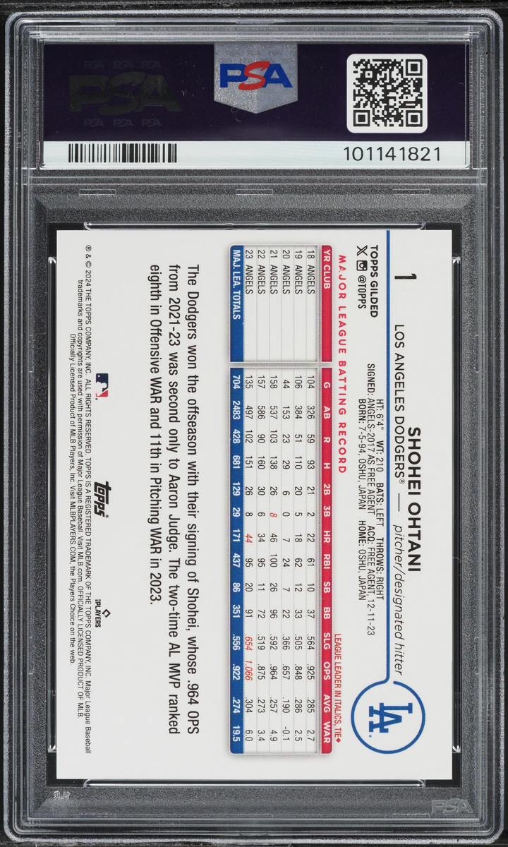 2024 Topps Chrome Gilded Collection Gold Wave Shohei Ohtani /75 #1 PSA 10 GEM