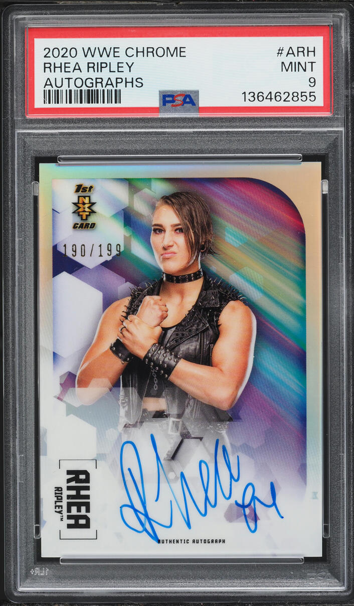 2020 Topps WWE Chrome Rhea Ripley ROOKIE AUTO /199 #ARH PSA 9 MINT