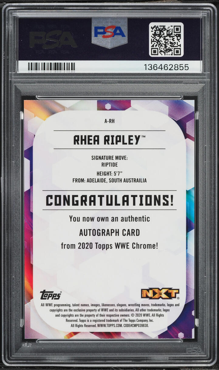 2020 Topps WWE Chrome Rhea Ripley ROOKIE AUTO /199 #ARH PSA 9 MINT