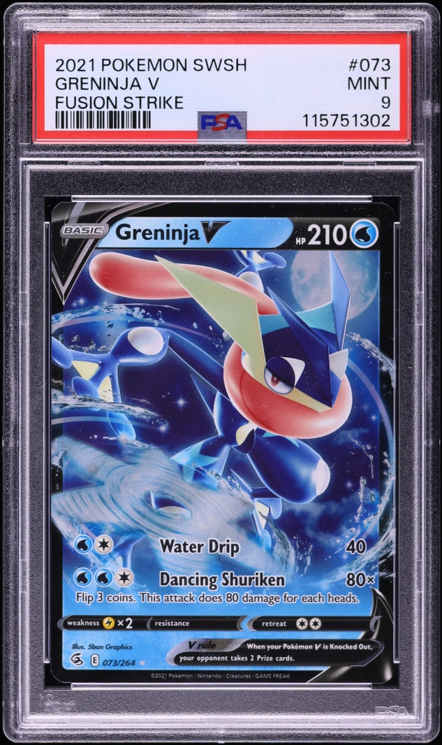 2021 Pokemon Sword & Shield Fusion Strike Holo Greninja V #73 PSA 9 MINT