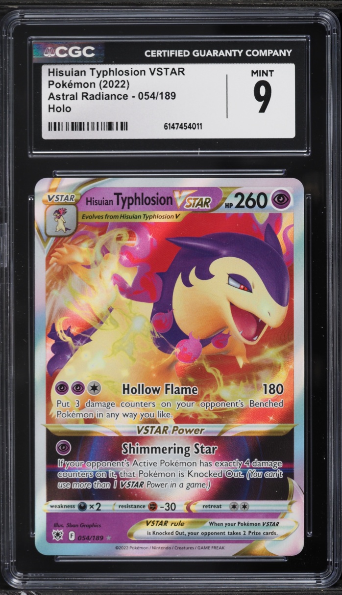 2022 Pokemon Sword & Shield Astral Radiance Holo Hisuian Typhlosion VSTAR #54 CGC 9 MINT