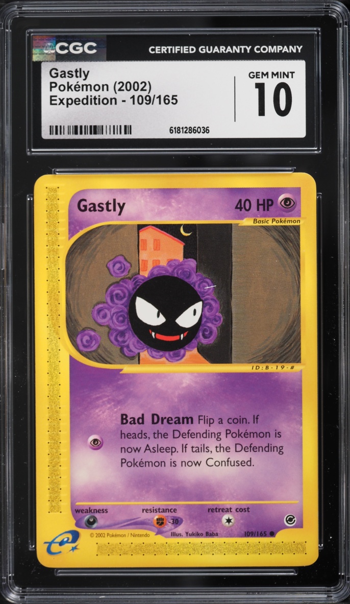 2002 Pokemon Expedition Gastly #109 CGC 10 GEM MINT
