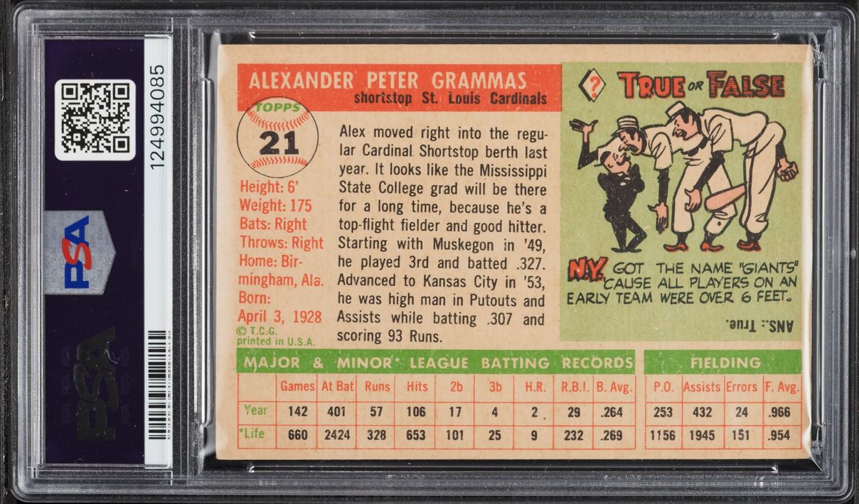 1955 Topps Alex Grammas #21 PSA 5 EX