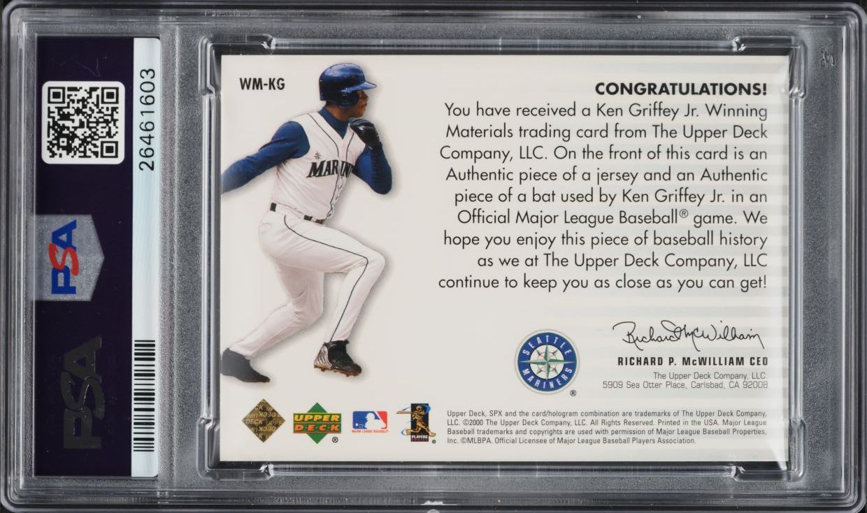 2000 SPx Winning Materials Bat Ken Griffey Jr. RELIC #WM-KG PSA 10 GEM MINT - Photo 2