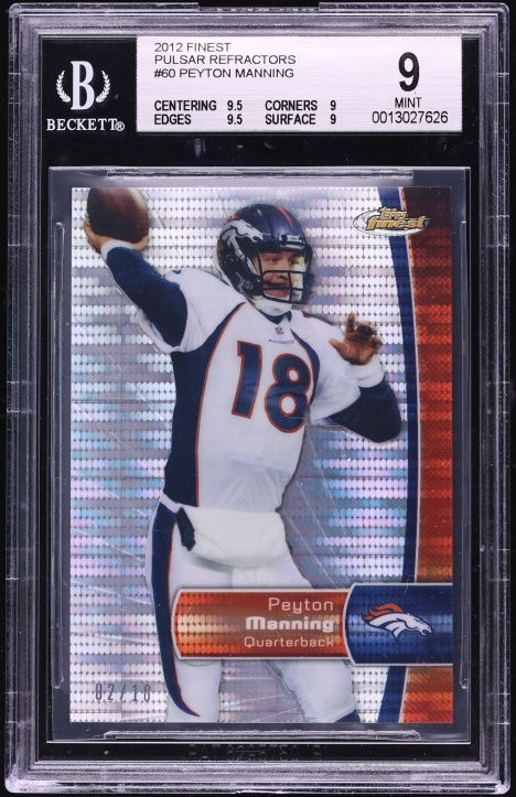 2012 Finest Pulsar Refractor Peyton Manning /10 #60 BGS 9 MINT - Photo 1